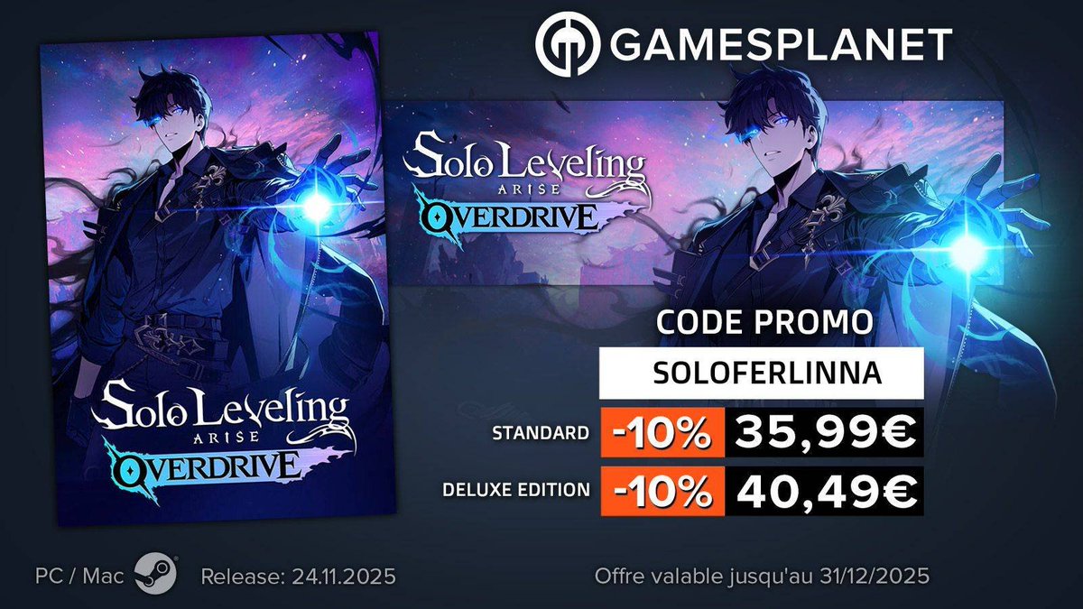 Lezgo la découverte de Solo leveling Arise overdrive \o/ 

twitch.tv/ferlinna 

<a href="/GamesplanetFR/">Gamesplanet France</a> avec une super promo de mon partner !  gamesplanet.com/game/solo-leve…