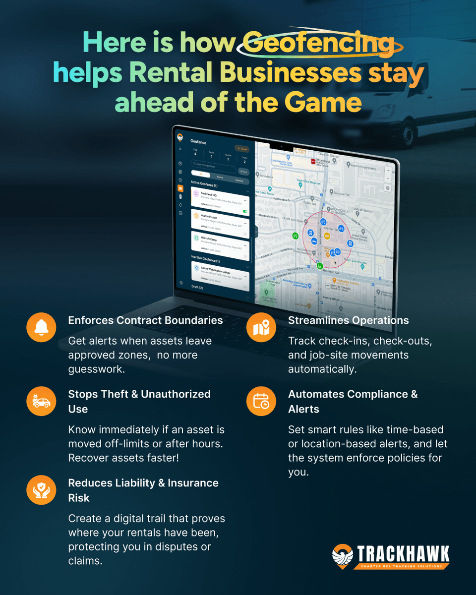 TrackhawkGPS's tweet photo. Rentals move fast. Problems move faster.
Geofencing keeps you one step ahead , Here's how
Read more here:  https://t.co/qB8WX2Yxh0 https://t.co/fu9EPJYmI0