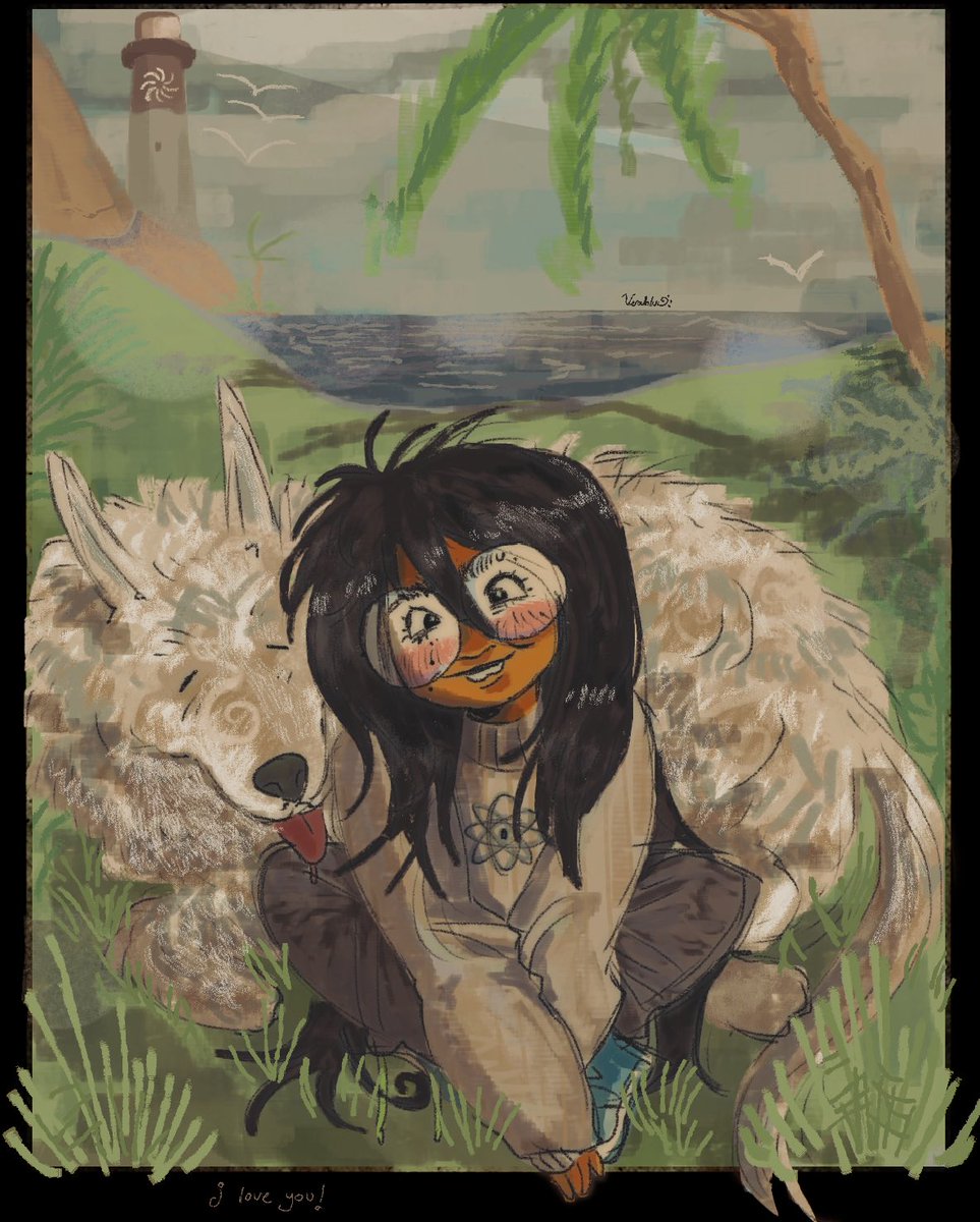 macabreexude_'s tweet image. a girl and her dog