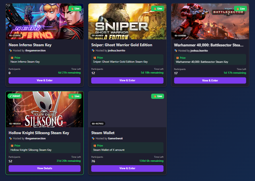 CodeWithCat's tweet image. Some cool #Giveaways going on for #Steam on the website! 
Make sure to check them out!
gamersunion.onrender.com/giveaways