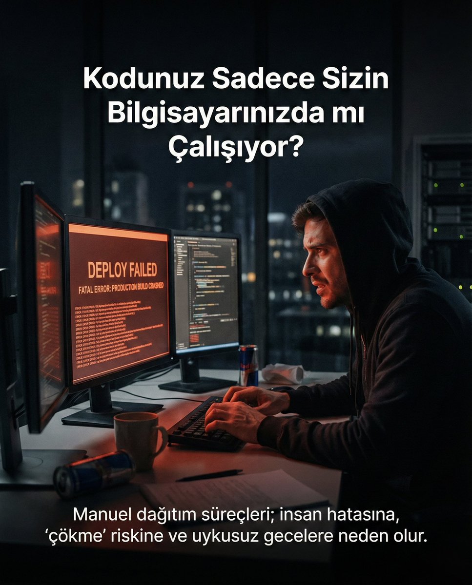 programevim's tweet image. &quot;Ama benim bilgisayarımda çalışıyordu!&quot; 🤷‍♂️
Yazılım dünyasının en pahalı cümlesi budur.

Operasyonel yükten kurtulma zamanı.
Ücretsiz &apos;DevOps Olgunluk Analizi&apos; için bize ulaşın.

programevi.com

#DevOps  #CICD #YazılımGeliştirme

#SistemMühendisliği #Teknoloji