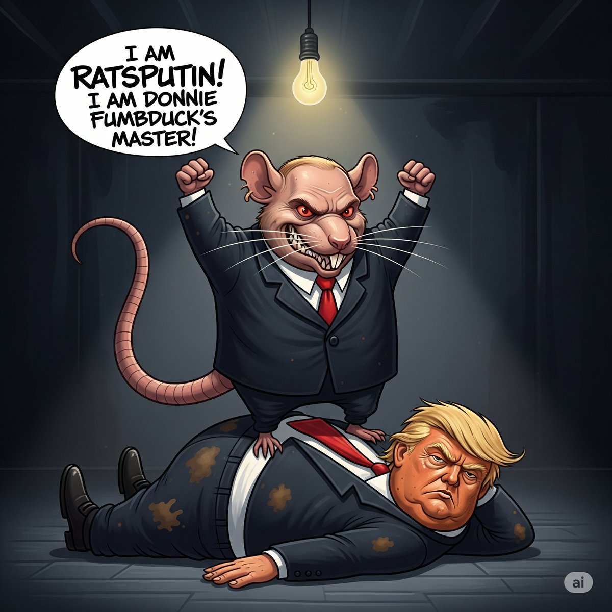 IamVyv's tweet photo. #FatboyDim is #Ratsputin's vomit-inducing, bullying, cowardly, lying and BSing, self-serving, low IQ lapdog.🤢🤮 https://t.co/gtBt0rXxDV