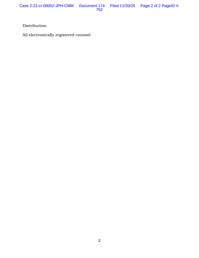 UNITED STATES OF AMERICA  v.  No. 2:22-cr-00002-JPH-CMM  #SHANEMEEHAN | #INDIANA

The deadline is extended to thirty days after the Court issues a determination of Mr. Meehan's competency to stand trial

Document 174 | Nov 20, 2025

pages 2