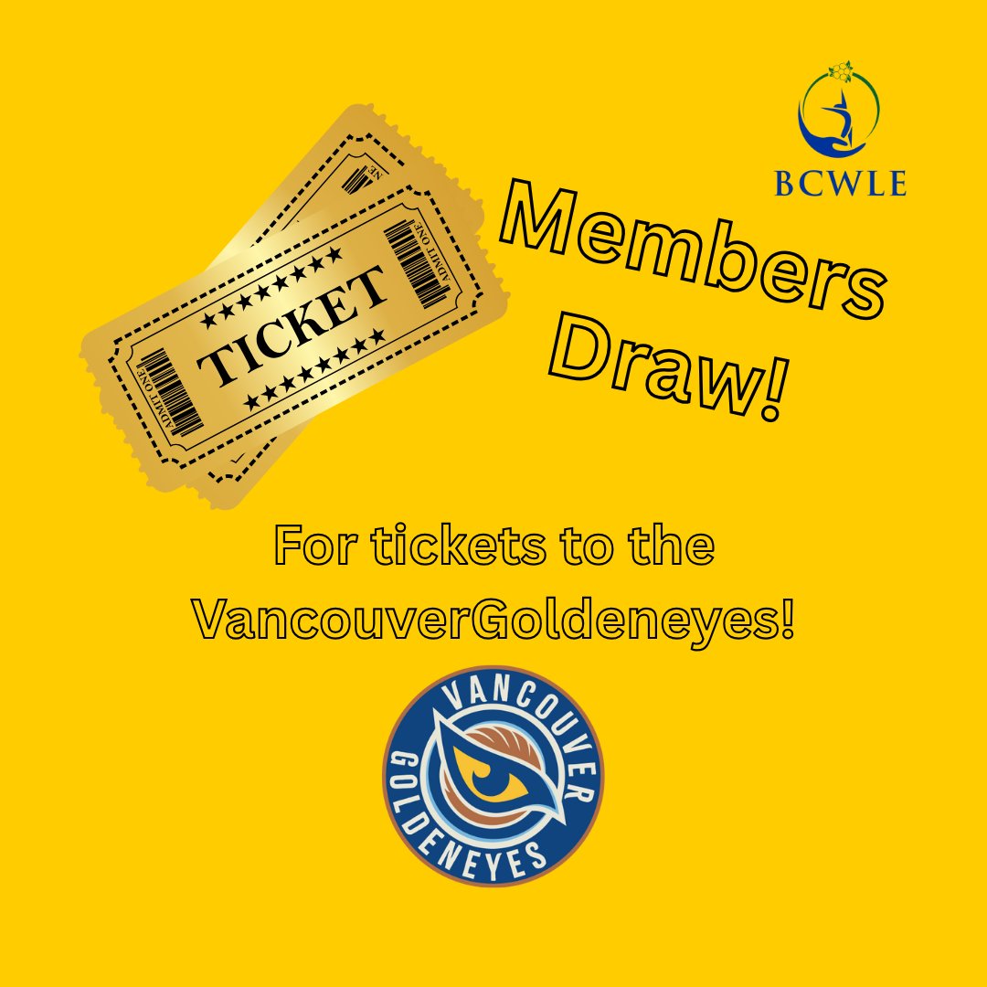 We're excited to have our very 1st #PWHL team!

Even better for our members, is that we're drawing for 2 tickets to the <a href="/PWHL__Vancouver/">Vancouver Goldeneyes</a> Dec 6th game!

Details on #BCWLE member’s portal. Thnx Sgt Sue Harvey (Retd) for donating tickets.

#VancouverGoldeneyes #MembershipHasBenefits