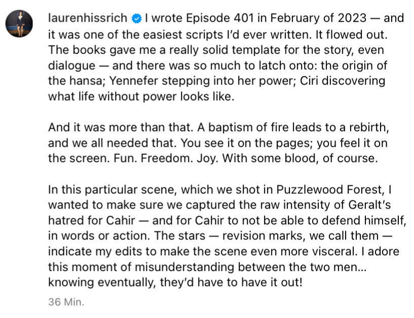 astaldis's tweet photo. The Witcher S4E1 - What Doesn't Kill You Makes You Stronger: Script excerpt from instagram https://t.co/nqJAOtdE7D
#witchernetflix #geraltofrivia #jaskier #milva #cahir #s4e1 #baptismoffire #liamhemsworth #joeybatey #mengerzang #eamonfarren #cahirmawrdyffrynaepceallach #tws4 https://t.co/9G9iIJxwKS