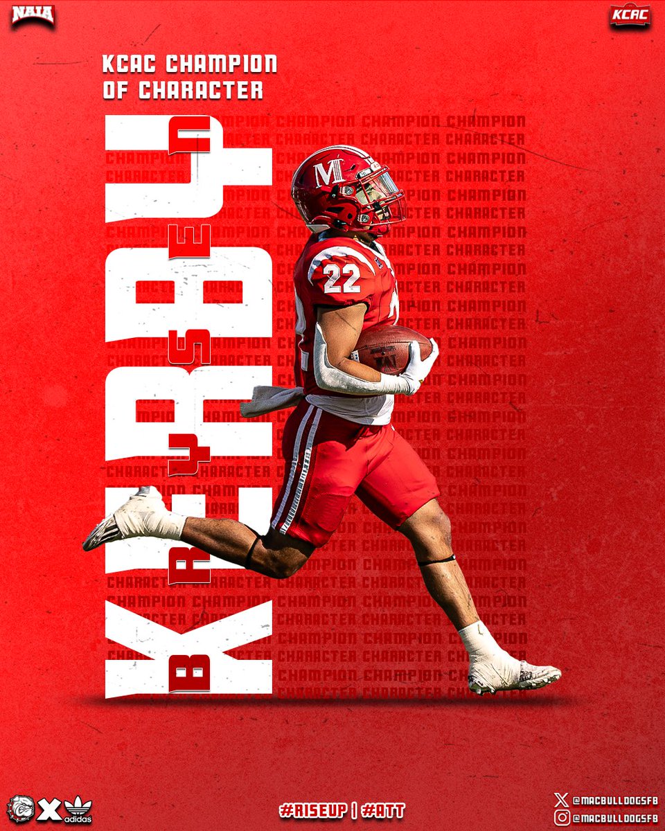 Congratulations to Senior Running Back Brysen Kerby on being named the <a href="/kcacsports/">Kansas Collegiate Athletic Conference</a> Champion of Character 

#RiseUp | #ATT