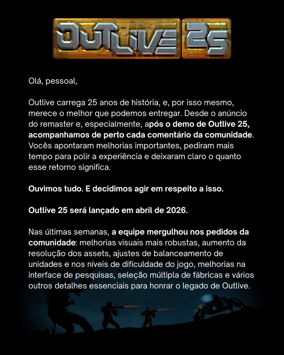 ContinuumEntert's tweet image. Atualizações sobre o Outlive 25