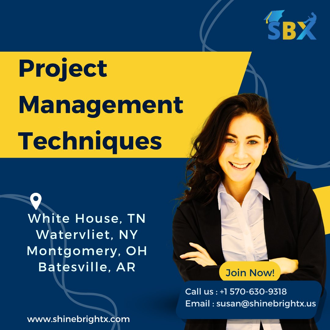 ShineBrightX's tweet image. 📅 Don’t wait! Register now for our Project Management Techniques Certification Training.
Save Your Spot: bit.ly/43Gr5Qk
#projectmanagementtechniques #pmtechniques #projectmanagement #whitehouse #tennessee #watervliet #newyork #montgomery #ohio #batesville #ar #arkansas