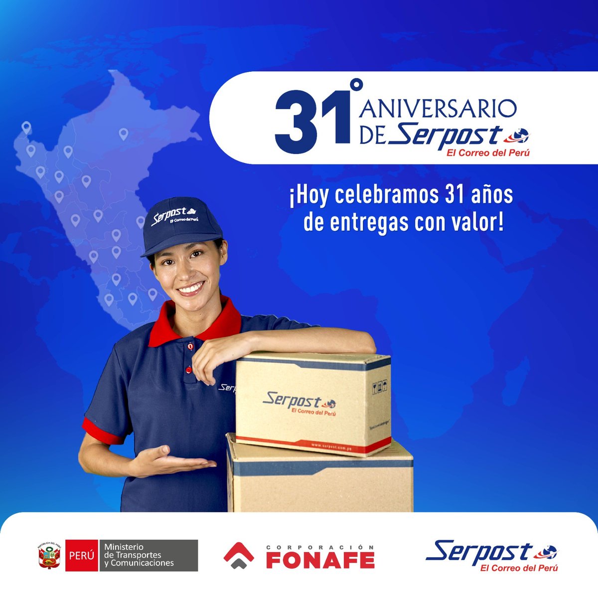 🌍✉️ ¡31 años conectando historias, sueños y negocios!
En Serpost, desde hace 31 años, nuestra misión es clara: acortar distancias, conectar peruanos y abrir puertas al mundo. Cada carta, cada paquete, cada envío de exportación e importación lleva consigo no solo productos, sino