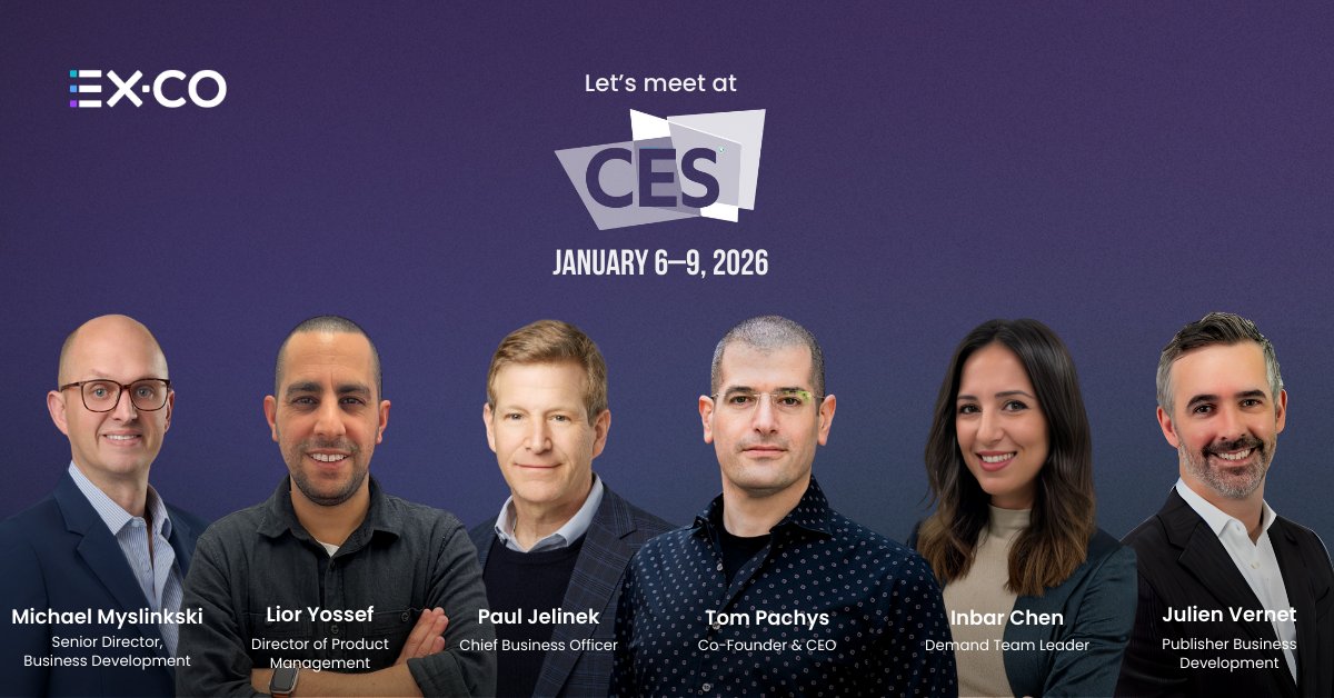 EXCOPlatform's tweet image. 🚀 Connect with  at #CES2026! 🚀

Reach out here to join us for dinner, drinks, or a meeting in the EX. CO suite  👉 hubs.li/Q03VrvCb0 

#adtech #ctv #dooh #OVP #onlinepublishing #onlinevideo