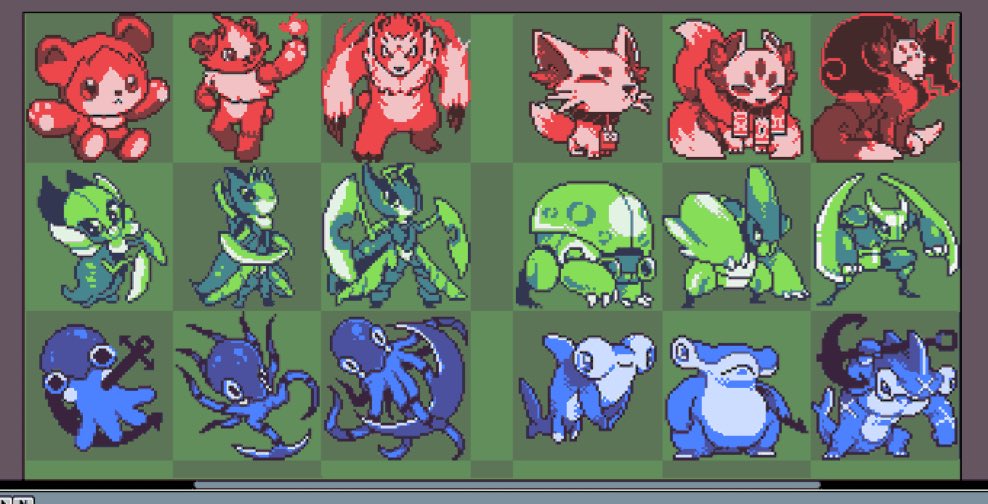 yano_gamedev's tweet image. Would you guys be interested in a DLC that adds a &quot;Game Version&quot; to your save, which affects certain attributes like:

- Starter monsters available
- Adds new moves and monsters
- Adds save-to-save trading
- Slight region/version differences 

Lmk what you think in the comments!