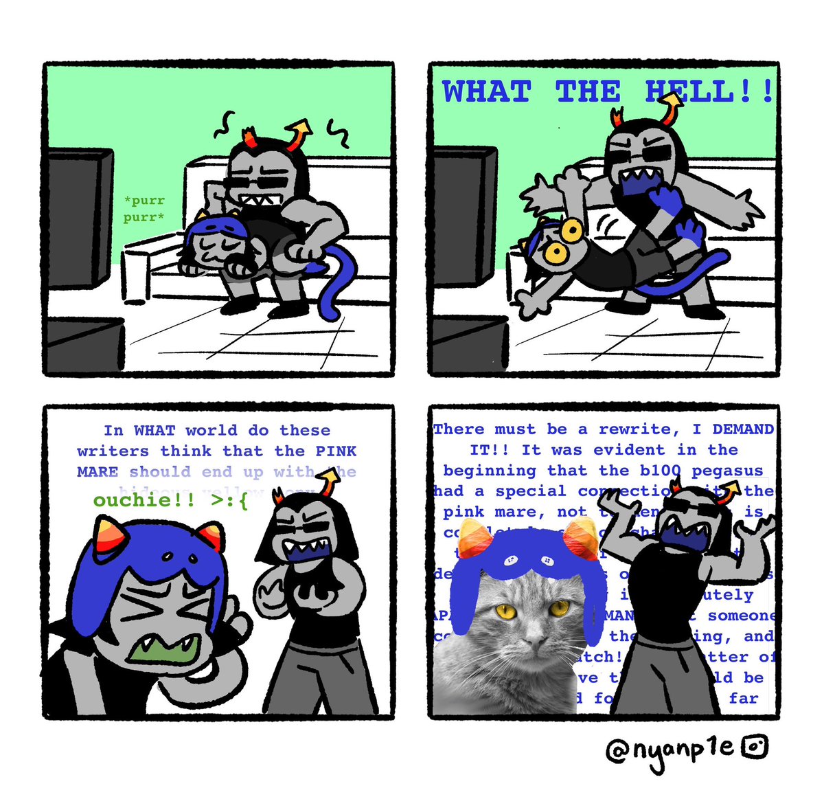 nyanp1e's tweet image. nepeta introduces equius to mlp #meowrails #nepeta #equius #homestuckfanart #homestuck