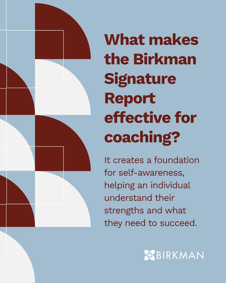 Birkman's tweet image. What makes the Birkman Signature Report effective for coaching?

With the in-depth data you receive in the report, you unlock employees' perceptions &amp;amp; behaviors. This is ideal for coaching as it creates a foundation for self-awareness. Find out more: na2.hubs.ly/H02554g0

#FAQ