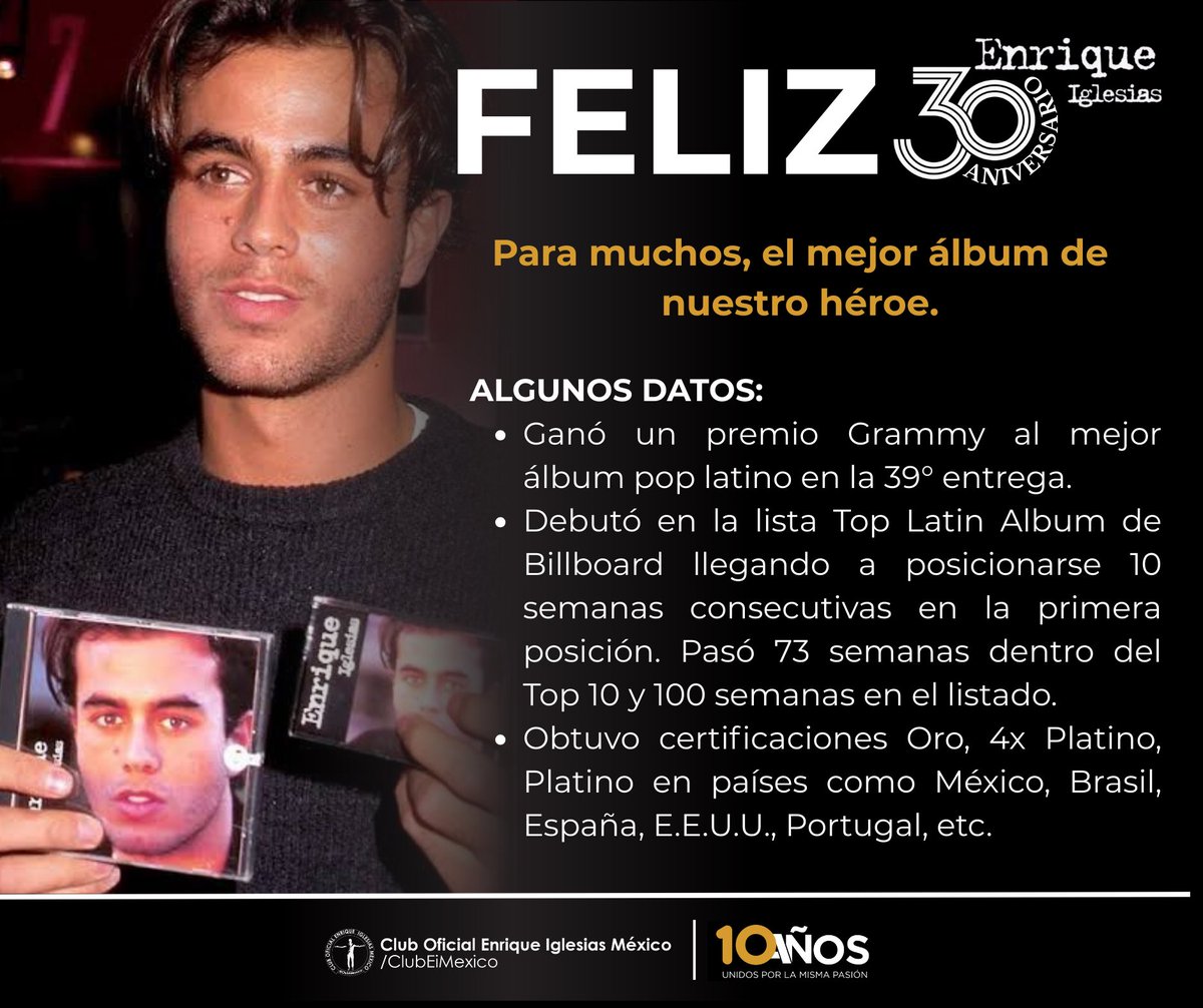 ¡FELIZ 30 ANIVERSARIO al álbum ENRIQUE IGLESIAS! 💿

Para muchos, sigue siendo SU MEJOR ÁLBUM. ¿Están de acuerdo? 

¿Cuál es tu canción favorita de este disco legendario? 
<a href="/enriqueiglesias/">Enrique Iglesias</a> 
#EnriqueIglesias #30AñosDeEnrique