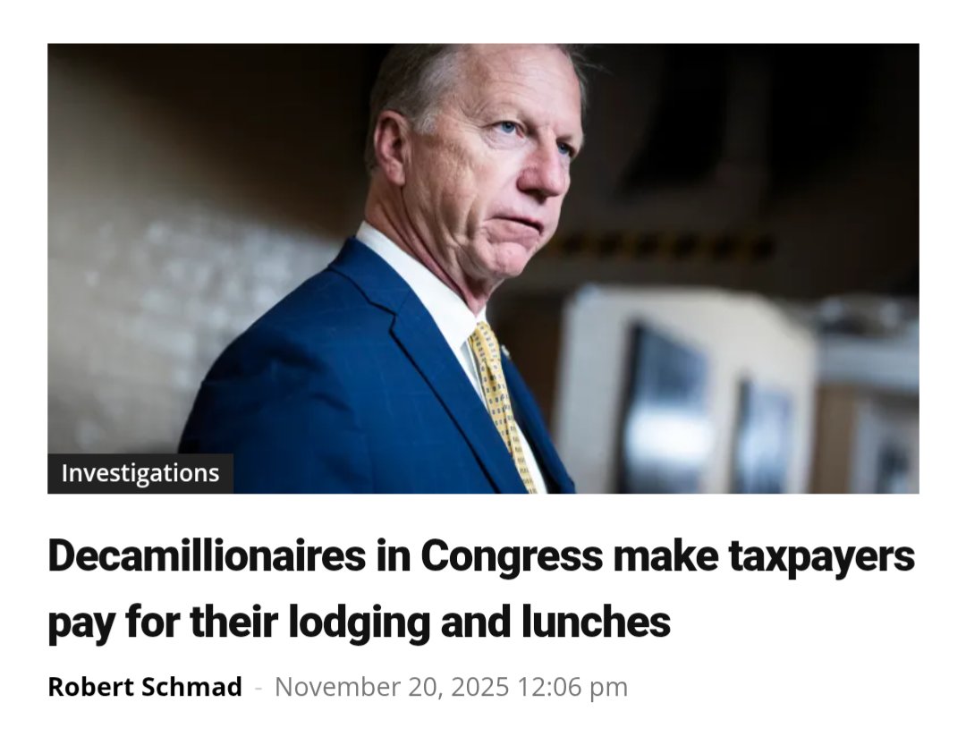 NEW: The Washington Examiner identified 45 members of Congress worth over $10 million who took advantage of an optional program intended to help non-independently wealthy reps afford a second residence in DC. 

They charged taxpayers over $500k for lodging and food between