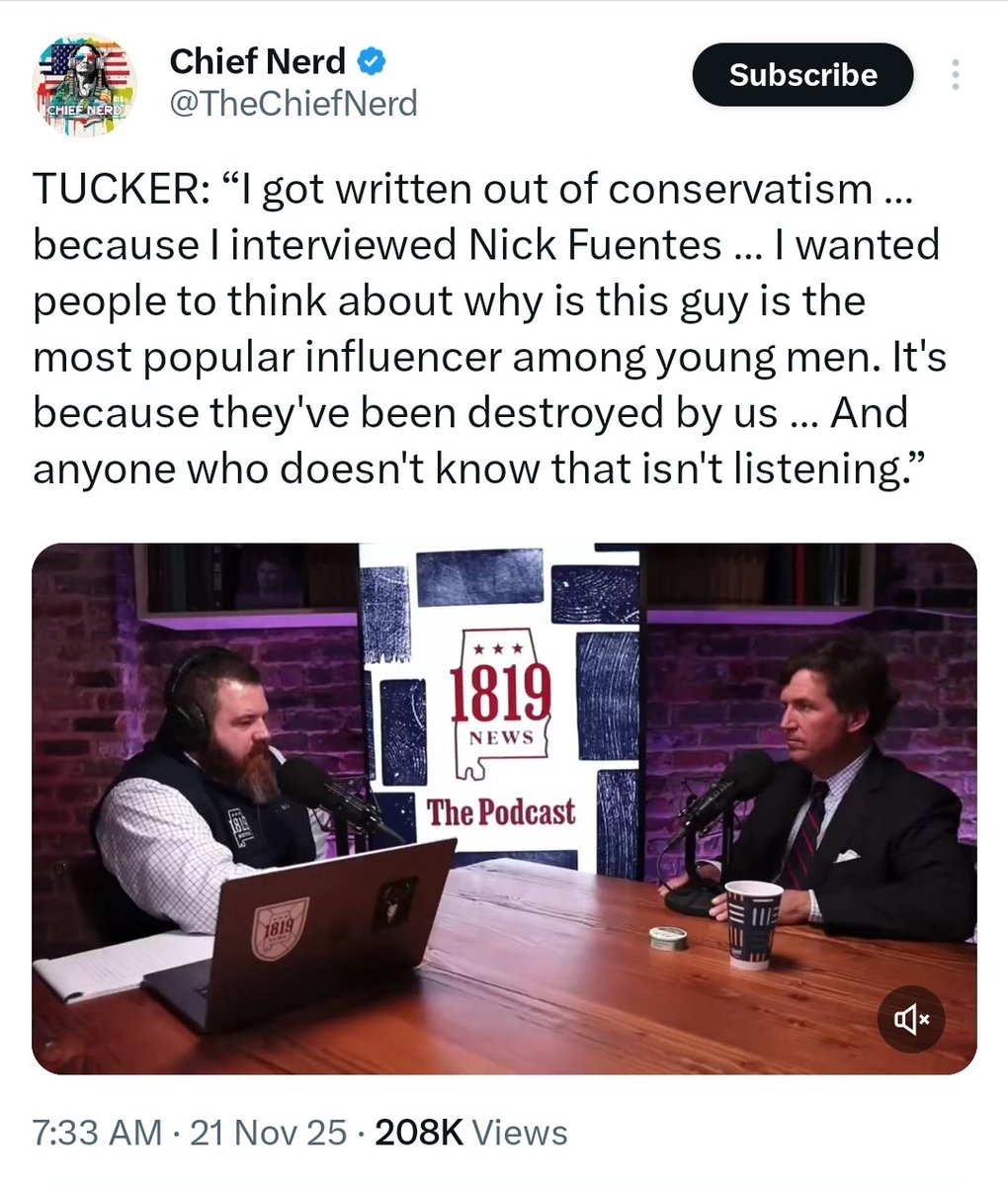 HanShawnity's tweet image. You didn&apos;t get written out of conservatism for interviewing Nick Fuentes. 

You wrote yourself out of conservatism when you stopped being a conservative (if you ever were).

You spend all day promoting leftist globalists like Ana Kasparian, Zohran Mamdani and Jeffrey Sachs while…