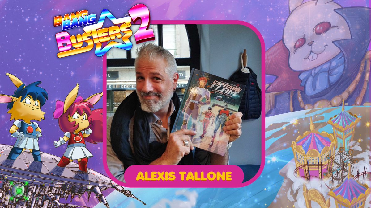 We’re proud to announce that the key art for Bang² Busters 2 has been created by Alexis Tallone, a renowned French illustrator best known for his iconic work on Captain Future (Capitaine Flam).  

With a style deeply rooted in 80s and 90s anime, Alexis has built a strong