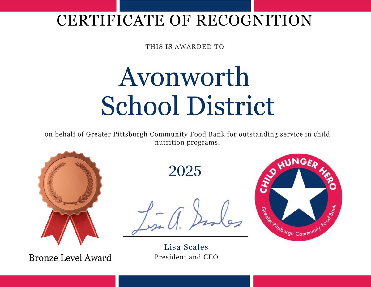 Congratulations to our ASD Food Service Team—officially named Child Hunger Heroes by the Greater Pittsburgh Community Food Bank for outstanding service to our students.
Learn more: pittsburghfoodbank.org/hero