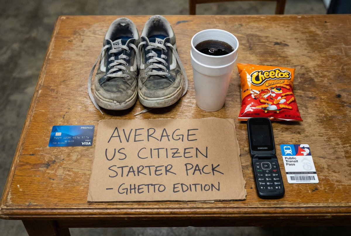 Average US citizen starter pack - Ghetto edition.😂