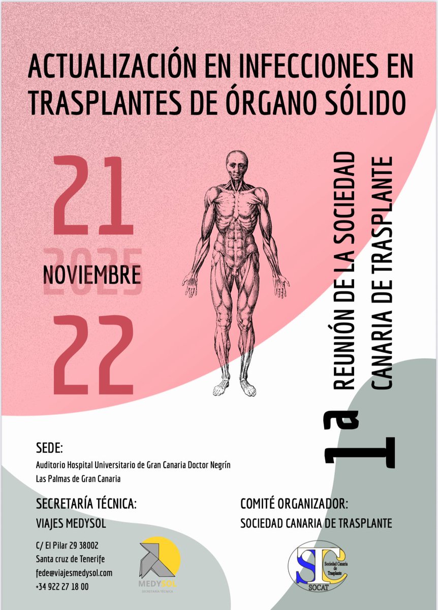 I Curso de Actualización en infecciones en trasplantes de órgano solido.

📍Hospital Universitario de Gran Canaria Dr Negrin

📌Organizado por la Sociedad Canaria de Trasplante 🇮🇨

Una oportunidad de encuentro entre diferentes especialidades #trasplante #Canarias