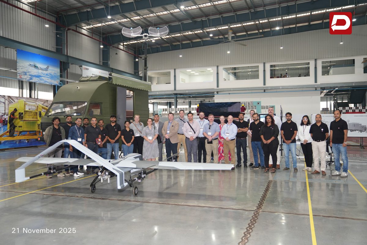 DynamaticTech's tweet image. Honoured to host Australian Army officers and representatives from @AusHCIndia and @Austrade at Dynamatic Aerotropolis. As part of the Australian Command &amp;amp; Staff Course Defence Industry Global Tour, we showcased the @Dynautonsys UAS, which features strategic Australian content. A…