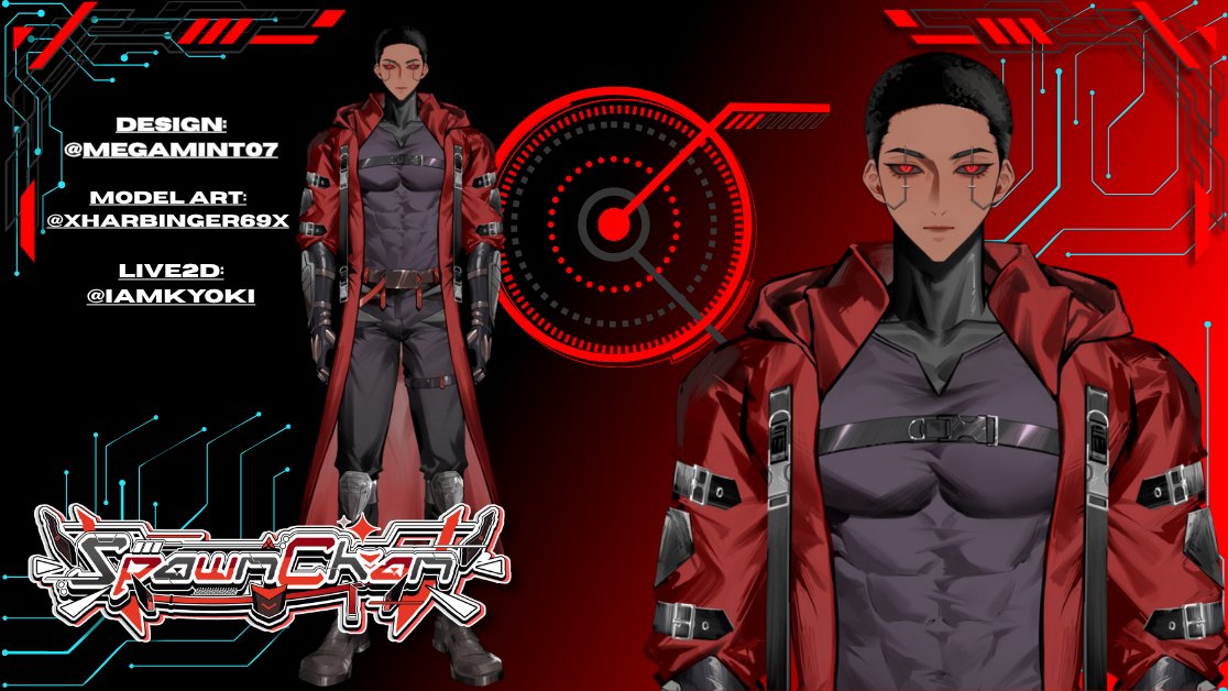 Hello Gamers I'm Spawnchan a gamer from the future who works a 9-5 that mostly plays horror and retro games but also a variety of other games nice to meet ya 
Design: <a href="/megamint07/">✨Megamint07✨ comm open</a>
Model Art: <a href="/xharbinger69x/">Riu 👁️💜</a>
Live 2D: <a href="/IamKyoki/">Kyoki_studio@Art&Live2D</a> 
Art Tag: #spawnchanArt