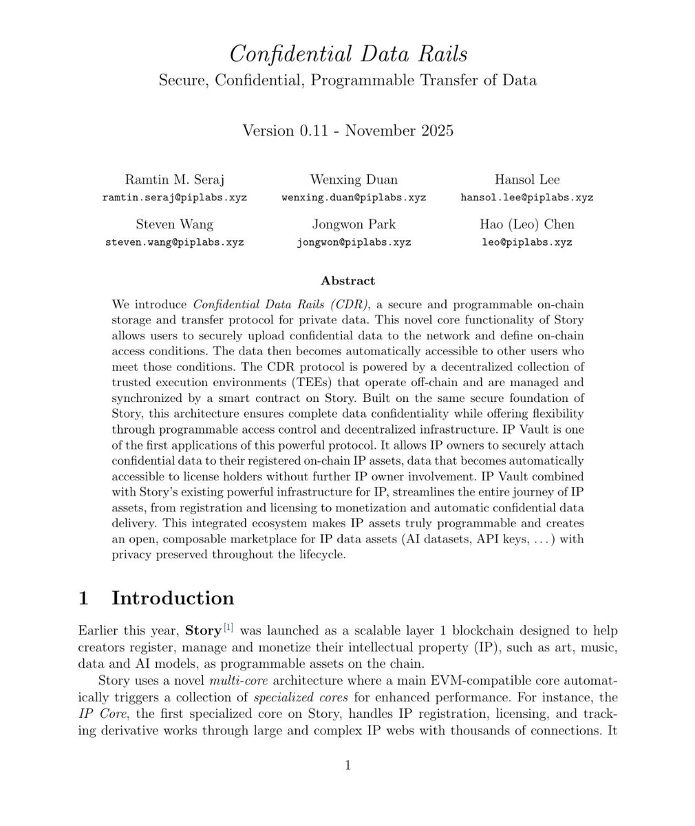 web3_assest's tweet image. What is CDR and why it matters

Why this update matters ?
Programmable confidentiality is now possible. Confidential Data Rails turns encrypted data into : building blocks, opening a new category of privacy use cases across Story.

What CDR actually is ?
CDR was first designed…