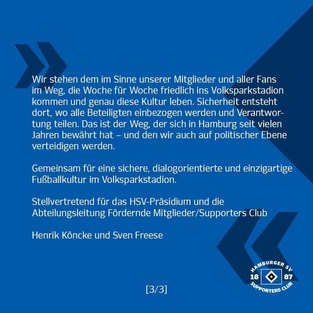 Gemeinsames Statement von HSV-Präsidium und SC-Abteilungsleitung 👇🔷

#nurderHSV