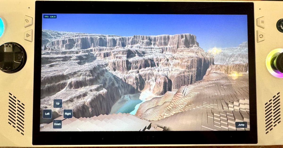 SebAaltonen's tweet photo. New WebGPU terrain renderer build with new map and shadows!

Below: Running at stable 120Hz on ROG Ally.

Test it on your browser:
https://t.co/RgwJPBkTas https://t.co/h3sYRugdik