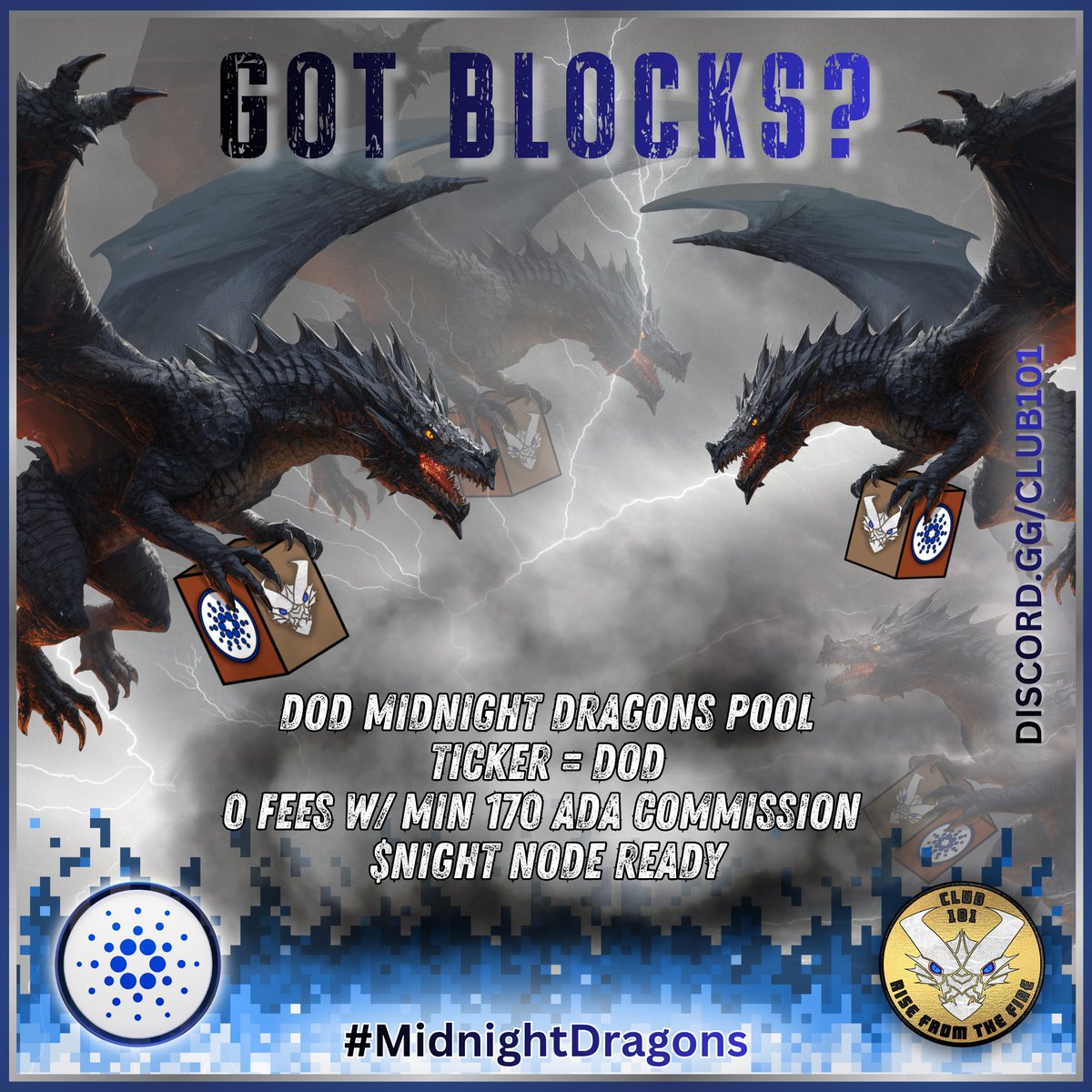 Your $Ada pool was congested and not producing blocks?! Maybe it's time to delegate to a pool that puts its investors 1st!
Pool : DOD
100% uptime, always running the most current updates, full metal setup for security and performance, no fees, small pool big rewards <a href="/Club101DoD/">CLUB 101 • Rise From The Fire</a>