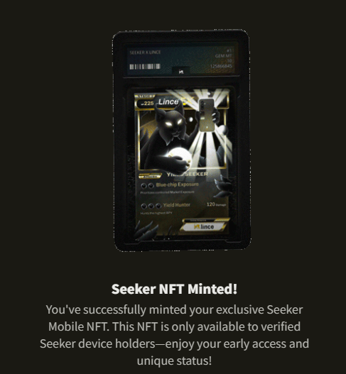 neko_smg's tweet photo. Solana Mobile Seeker @solanamobile 
NEWアプリ Lince 🎉
@LinceFinance 

🎁GenesisNFTホルダー特典
✅Yield Seeker NFT 
✅ポイント2倍ブースト

👇ここから限定NFT ミント出来ます
https://t.co/m5rjKp91JL https://t.co/X1MBeRRbas