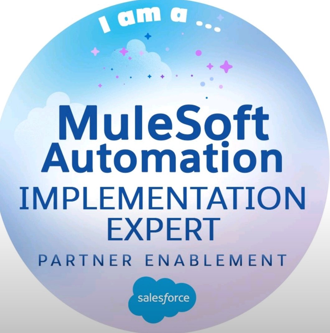 ravi_tamada's tweet image. Now: &quot;MuleSoft Automation Implementation Expert&quot; badge also on-hand. 
This workshop has helped me in refreshing my MuleSoft&apos;s Automation Implementation skills.
@MuleSoft, @MuleDev
#mulesoft #mulesoftcommunity