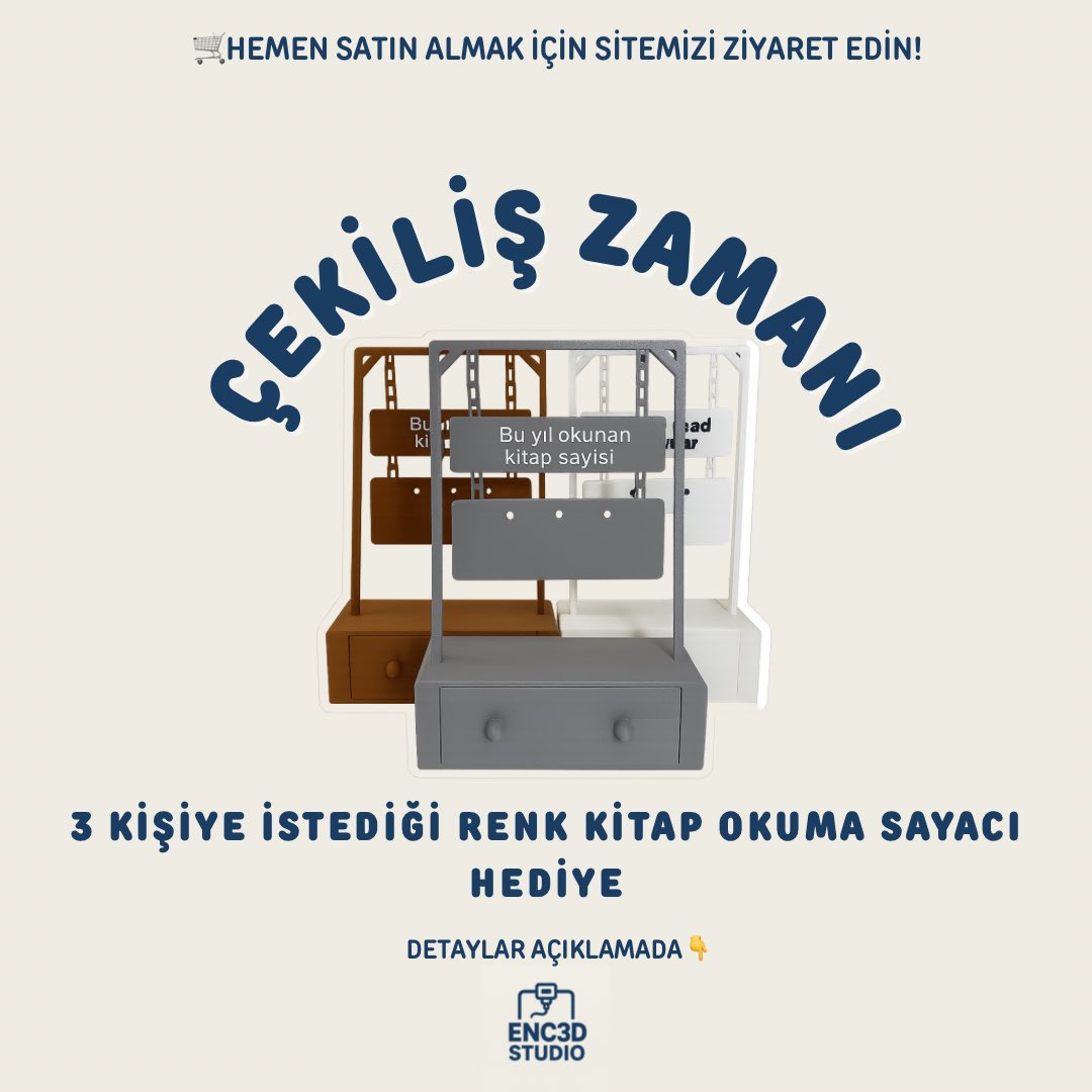 📚✨ Ürünümüzü tanıtmak için bir çekiliş yapıyoruz!
Okuma sayılarını somut olarak takip et, motivasyonunu artır!
Kütüphanene estetik bir dokunuş kat!
Hemen sipariş vermek için yorumlardaki linke tıklayabilirsin.

🎉 Çekilişe özel “cekilis10” kodu ile %10 indirim!

Çekilişe