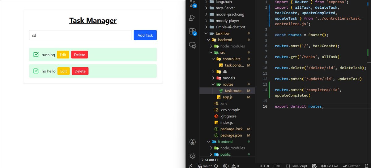 soul_alone_0's tweet image. Whenever we learn new languages or tech stacks, we build CRUD apps to master them—i.e., a Todo app. So I built a full-stack Task Manager while learning MERN and also I need to refine it. From now on, I’ll keep building new projects to learn more.
#merndeveloper #webdeveloper