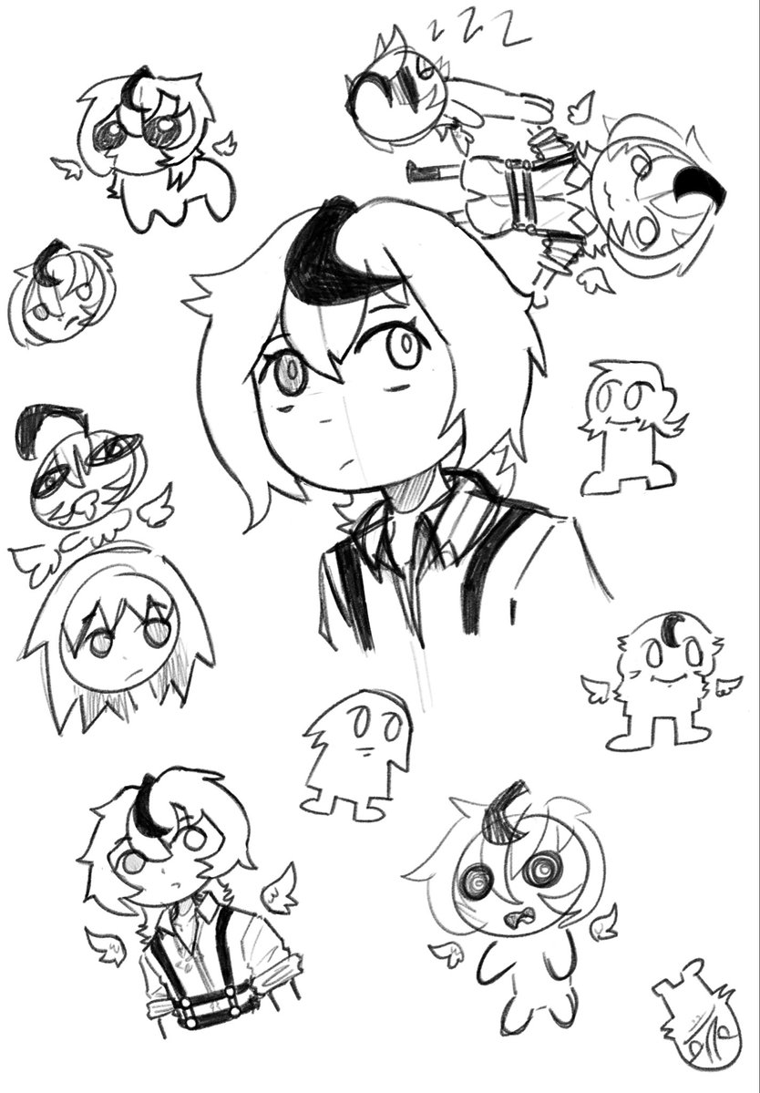 gvbriel_en's tweet image. Got an iPad so I can mobile doodle better. Here’s a bunch of goofin around.