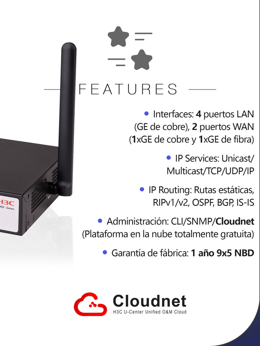 massivetechmx's tweet image. Router MSR1140S W-CAT6
Portafolio Enterprise

#h3c #h3cmassivetech #massivetech #router #routing #ruteo #Cloudnet
@H3CGlobal 

Somos arquitectos de soluciones tecnológicas.
Contáctanos para conocer más sobre nuestras soluciones:
📞559275 9710
✉️ info@massive-electronic.mx