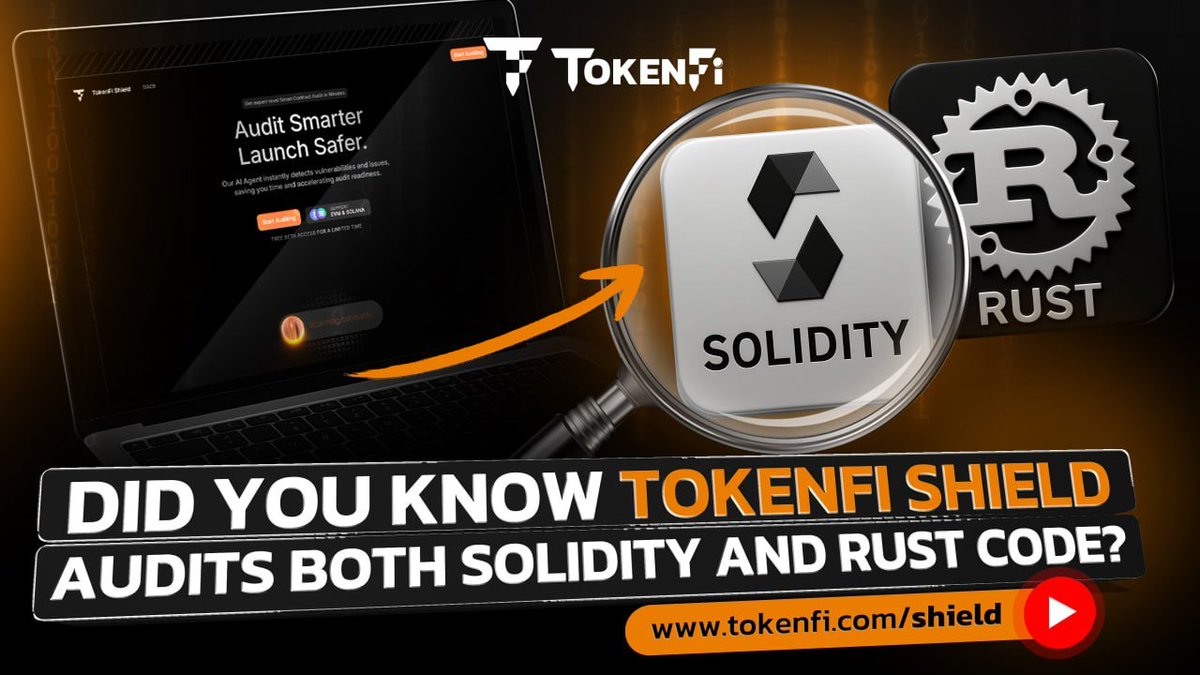 Did you know TokenFi Shield audits both Solidity and Rust code?

Shield is compatible with EVM and Solana, analyzing contracts written for Ethereum, BNB Chain, Polygon, Base, and Solana.