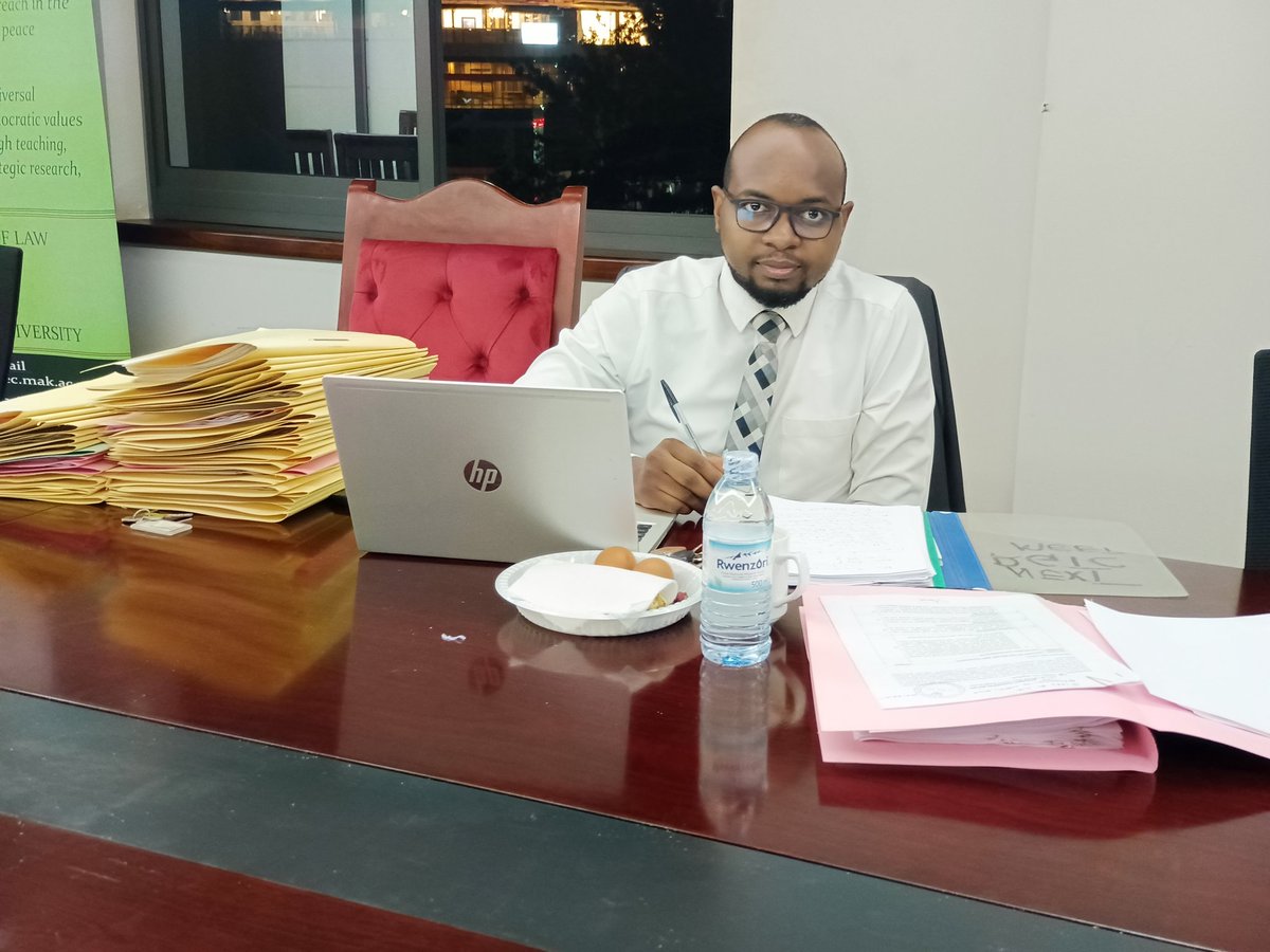 LabanLwasa's tweet image. After a 9:00am–8:00pm run of 47 LLM Vivas, I’m heading out with the first draft of the minute, truly moved. If you hope to study the Master of Laws at @MakerereLaw, apply. It’s possible, and one day I’ll be preparing your Viva.