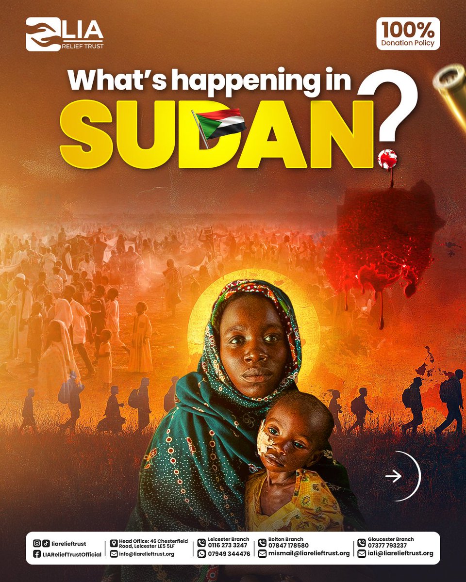 LIAReliefTrust's tweet image. Sudan is bleeding, and the world barely whispers.
12M displaced. 25M facing hunger.
This is OUR test.

Your sadaqah saves lives.

If Sudan cries, how can we rest?
Donate now: liarelieftrust.org/appeals/sudan-…
#SudanAppeal #LIArelieftrust #SadaqahJariyah #CharityUK