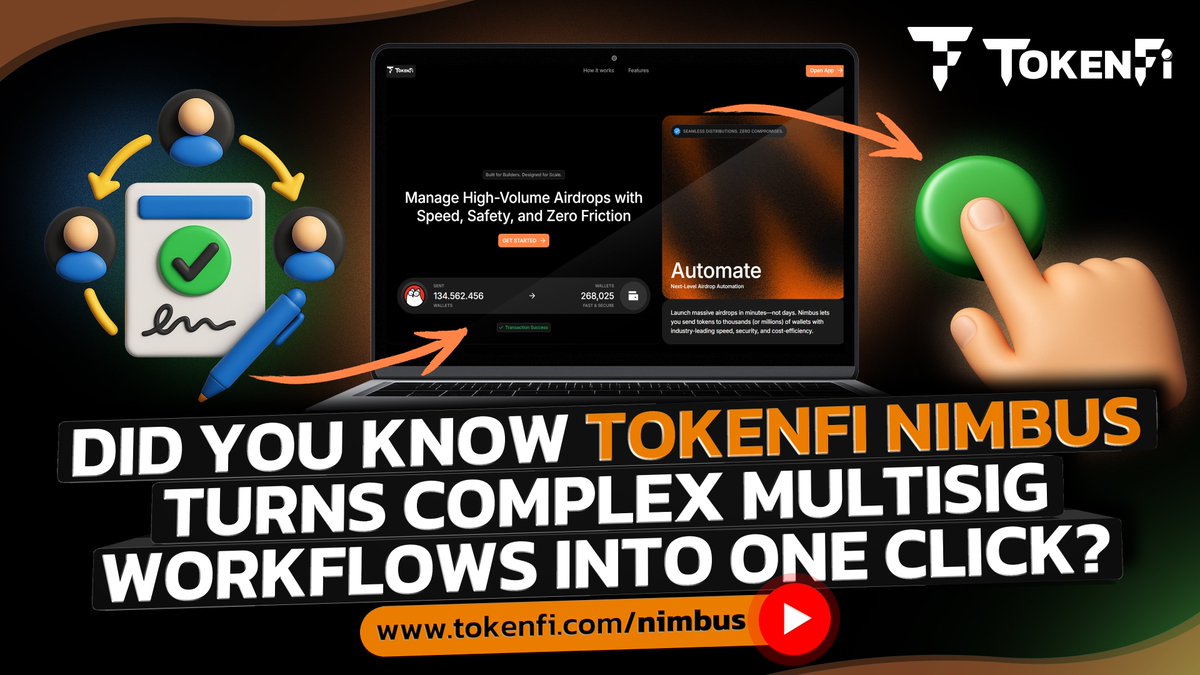 Did you know TokenFi Nimbus turns complex multisig workflows into one click?

Airdrops that used to require dozens of approvals can now be executed with a single multisig confirmation.