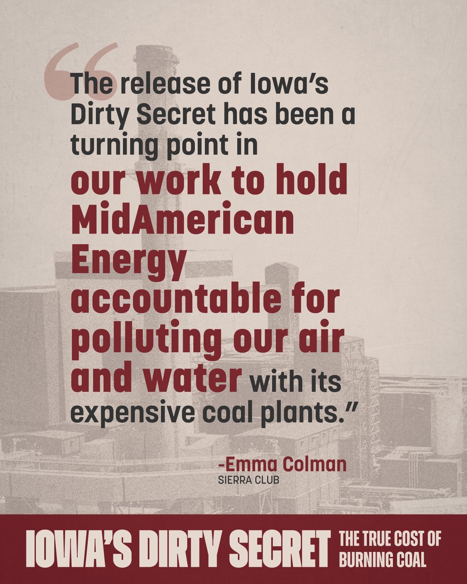 CleanUpMidAm's tweet image. The documentary is opening Iowans’ eyes to the truth about MidAmerican’s coal plants — and every day, more people are stepping up to get involved.

Watch Iowa's Dirty Secret: The True Cost of Burning Coal, now available online at iowasdirtysecret.com.
