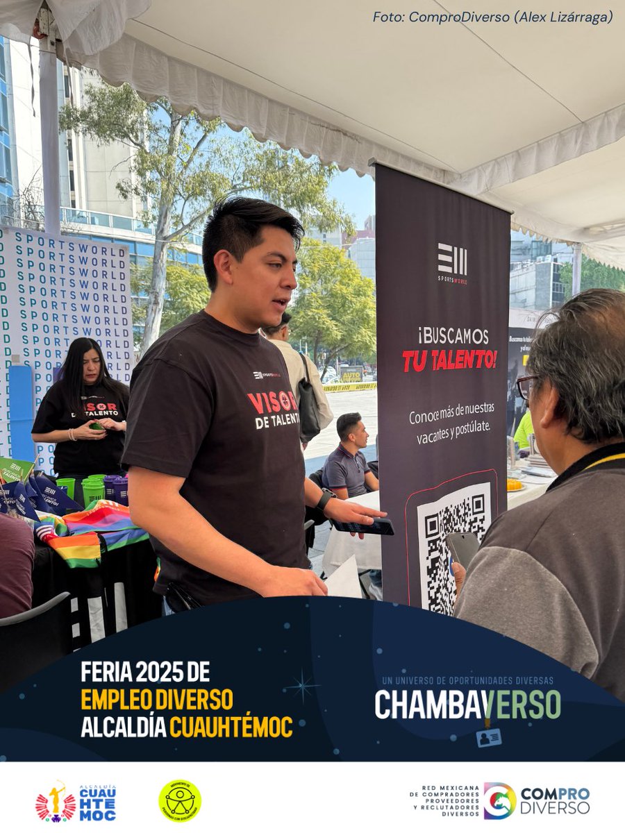 PrideConMX's tweet photo. Nuestra Feria de Empleo Diverso 2025 ya está sucediendo, en colaboración con la @AlcCuauhtemocMx . 💡 💼

¿Buscas trabajo en la CDMX? Este espacio es para ti.

Te esperamos hasta las 14:00 horas en la explanada del Monumento a la Madre, Alcaldía Cuauhtémoc, CDMX. 
#ComproDiverso https://t.co/bc6Y6OKOy4