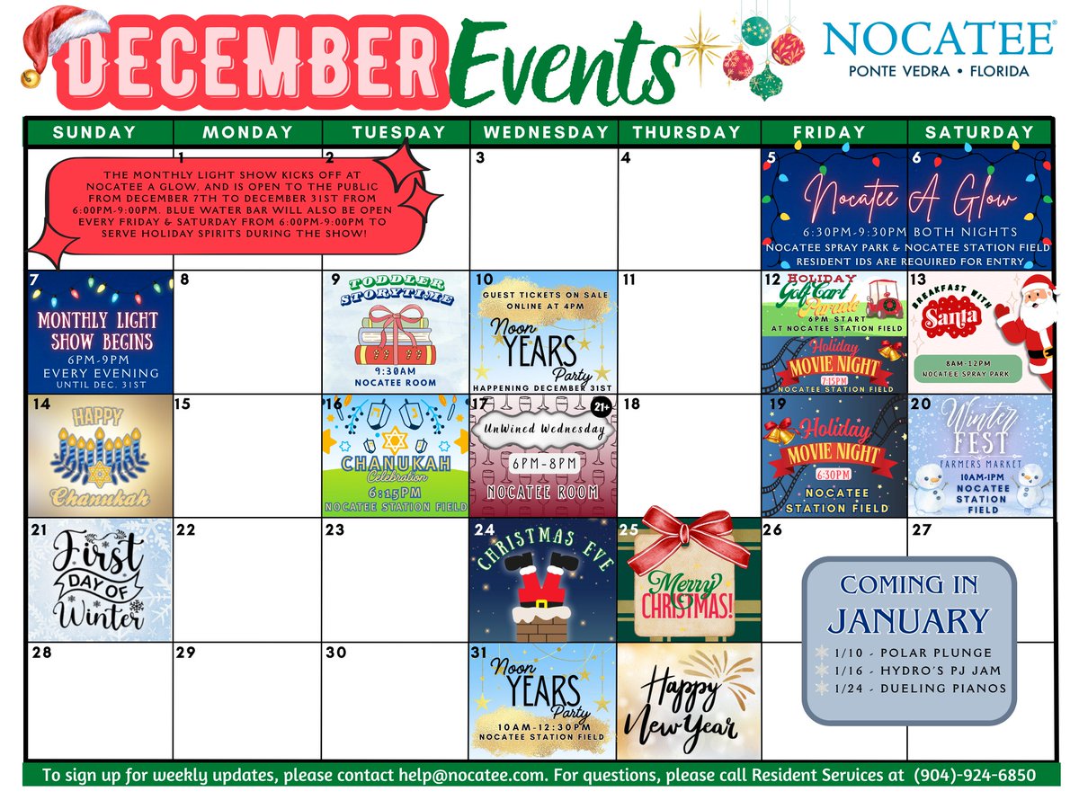 December in Nocatee is here — and it’s packed with holiday magic! 🎅✨Save this calendar so you don’t miss a single event 👇👇