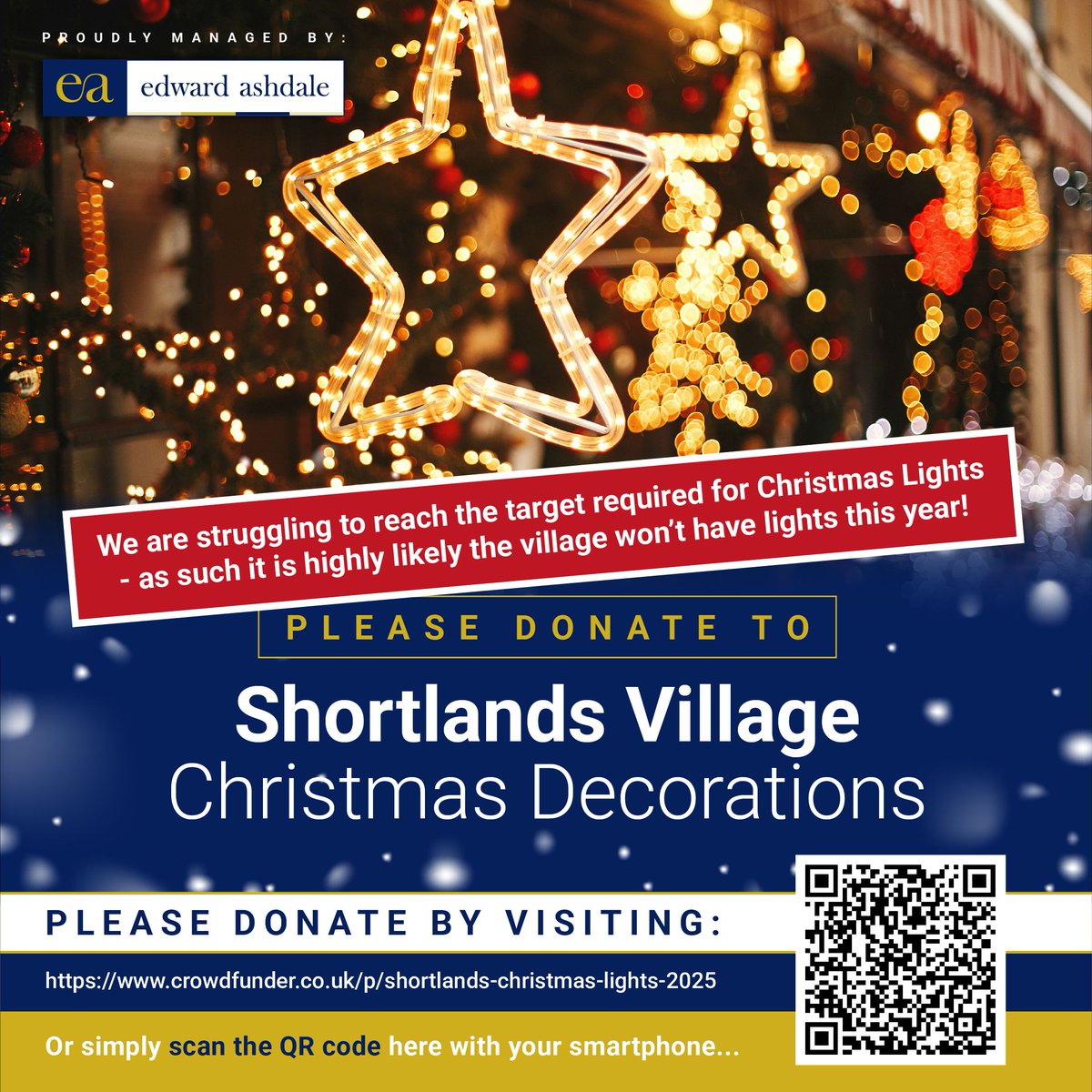 PLEASE DONATE IF YOU CAN! We are struggling to reach the target required for Christmas Lights as such it is highly likely the village won’t have lights this year :-(  Please donate to keep Shortlands lit up for Xmas: tinyurl.com/yrh2ppne #shortlands #bromley #edwardashdale