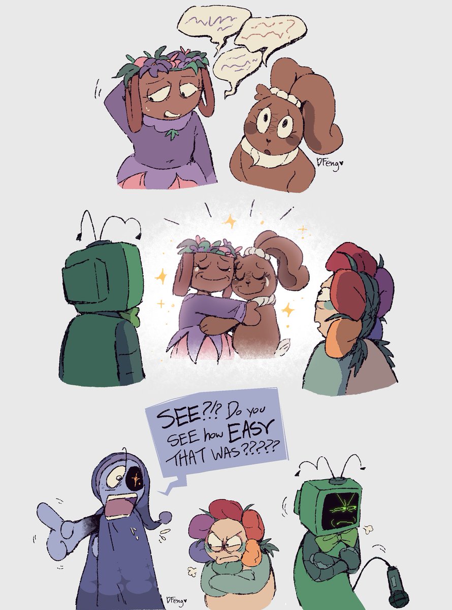 DangDFeng's tweet image. i got an essay&apos;s worth of thoughts about dandy and vee in conjunction with bassie and cocoa. but no one knows that. bc i keep my thoughts forever la-la-la-locked away #dandysworld #dandysworldfanart