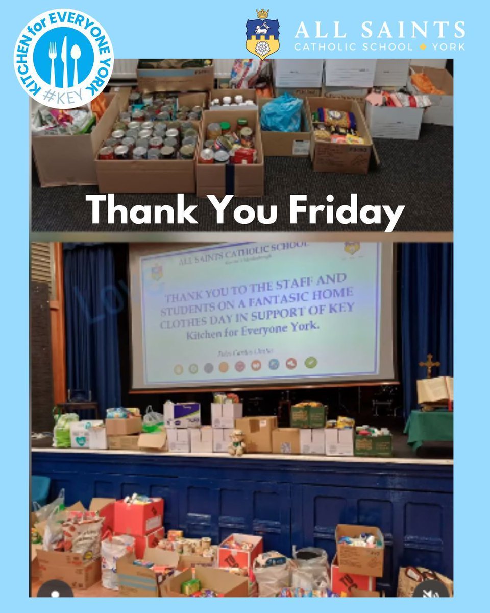 🌟 Thank You Friday! 🌟

A massive thank you to All Saints Secondary School for their incredible collection! 

On their annual non-uniform day.
#helpinghomeless #yorkcharity #key