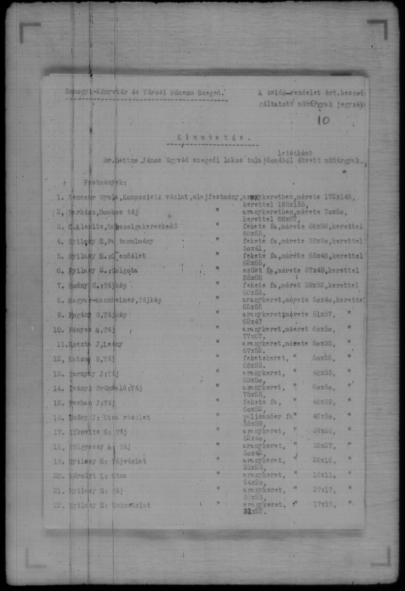 ArtRecoveryInit's tweet image. 📜🖼️Opening the 101-Page Dossier on Szeged’s Confiscated Jewish Artwork (1944)

After our earlier 8-part overview of Szeged’s wartime art seizures, we’re now beginning a deeper, evidence-focused review of the 101-page museum dossier behind it — starting with the first section of…