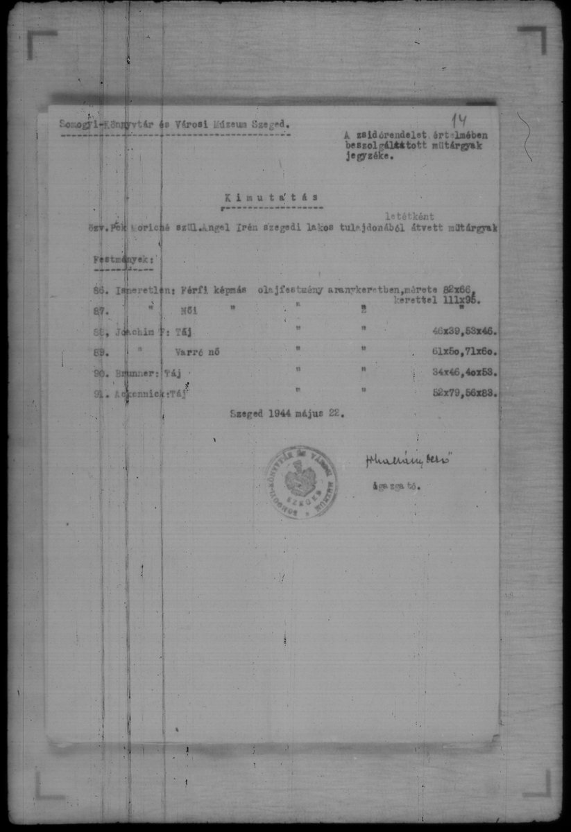 ArtRecoveryInit's tweet image. 📜🖼️Opening the 101-Page Dossier on Szeged’s Confiscated Jewish Artwork (1944)

After our earlier 8-part overview of Szeged’s wartime art seizures, we’re now beginning a deeper, evidence-focused review of the 101-page museum dossier behind it — starting with the first section of…