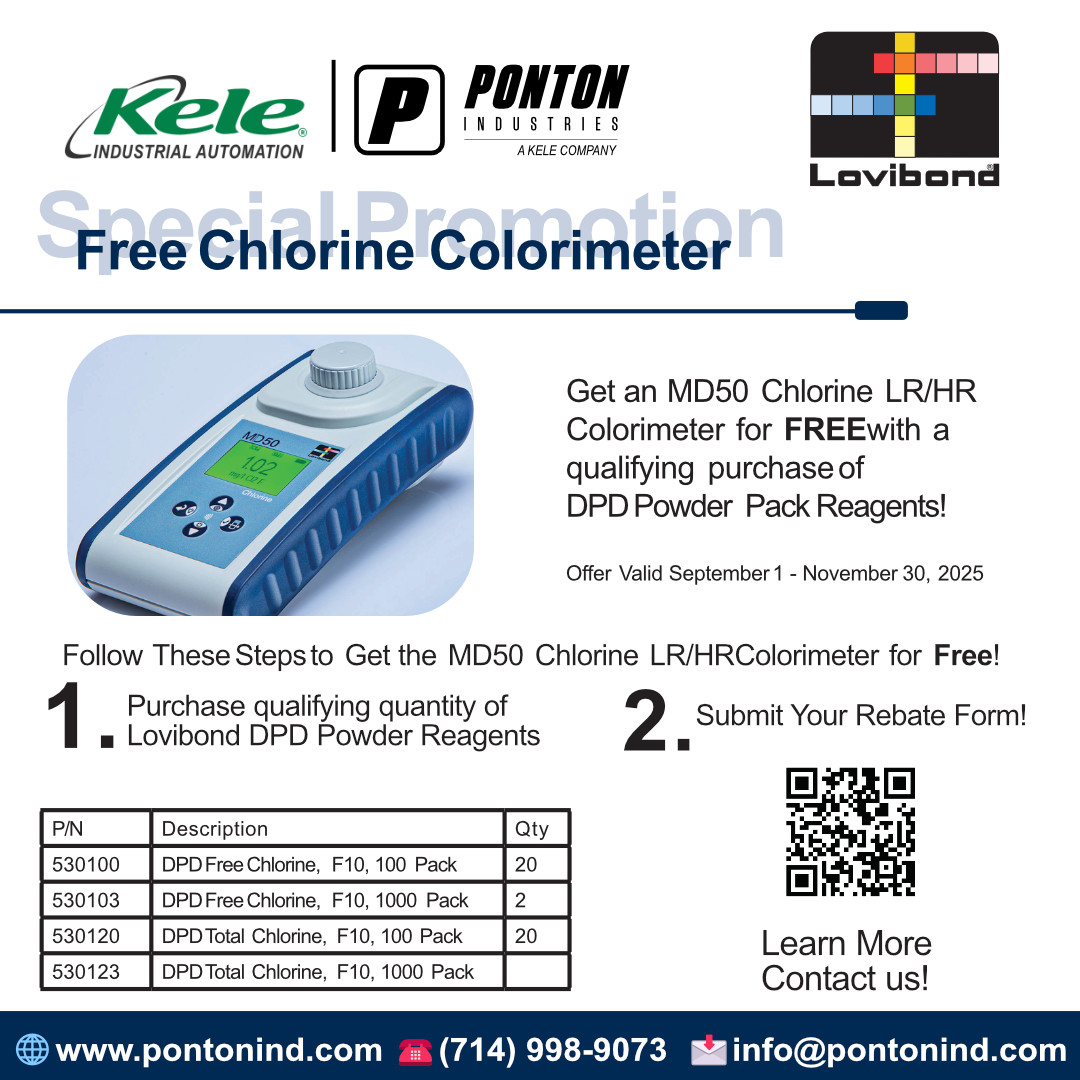 Pontonind's tweet image. Get a FREE Lovibond MD50 Chlorine Meter with qualifying DPD reagent orders.

Fix common issues like drifting readings, slow old meters, and tight budgets.
Message Ponton Industries to see if you qualify.

#WaterQuality #ChlorineTesting #DPD #Lovibond #MD50