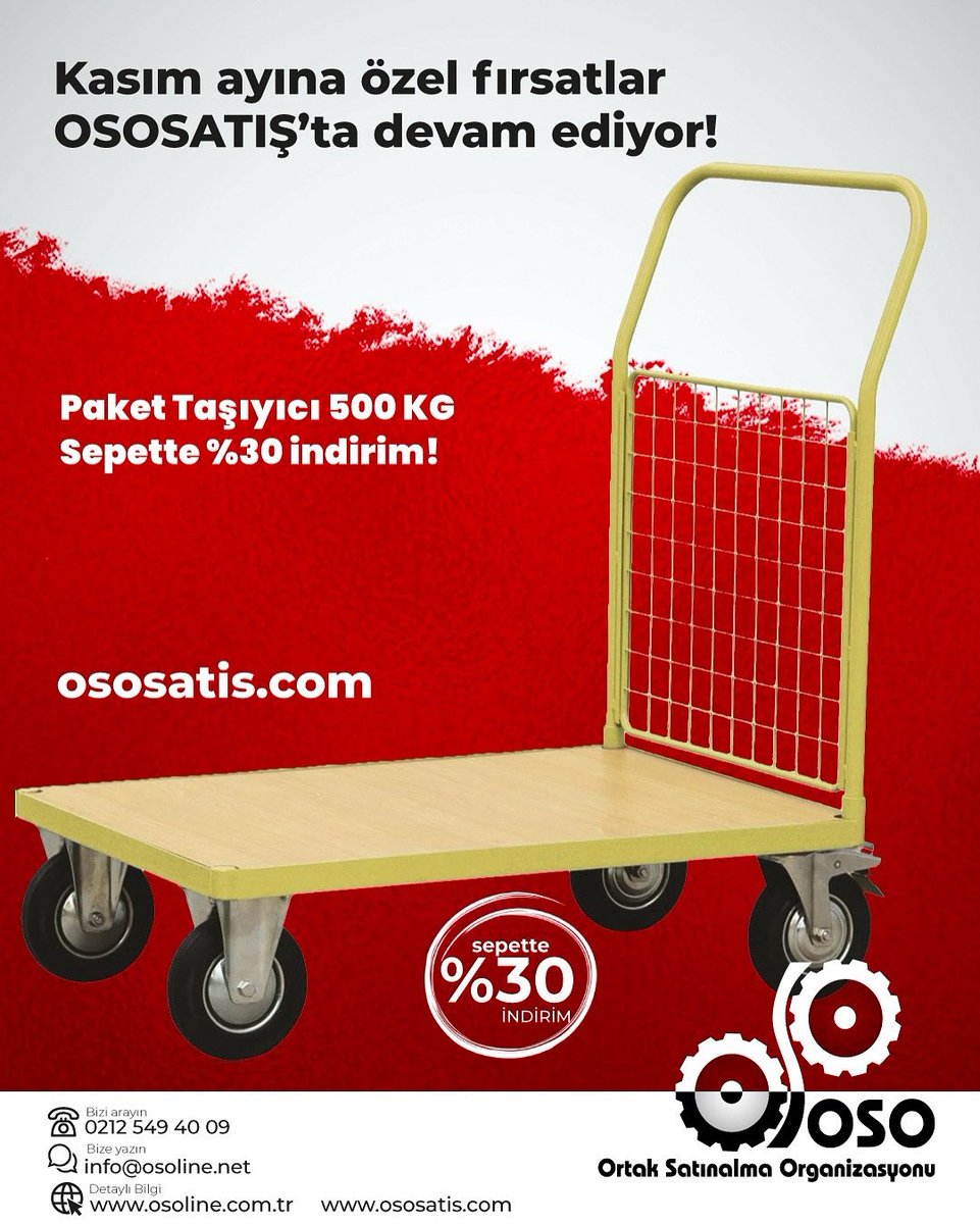 OSOLINE_'s tweet image. Kasım ayına özel fırsatlar OSOSATIŞ’ta devam ediyor!
📦 Paket Taşıyıcı 500 KG
✅ Sepette %30 İndirim

#PaketTaşıyıcı #TaşımaSistemleri #EndüstriyelMakine #Sanayi #Lojistik #OSO #OsoSatış #OsoLine #KasımFırsatları